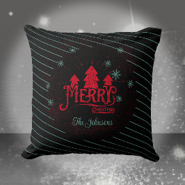 Almofada Feliz Natal Black Strike Stars Árvore de Natal