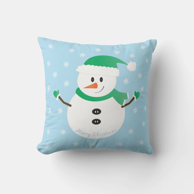 Almofada Feliz Natal Bonito Snowman Snowflakes (Frente)