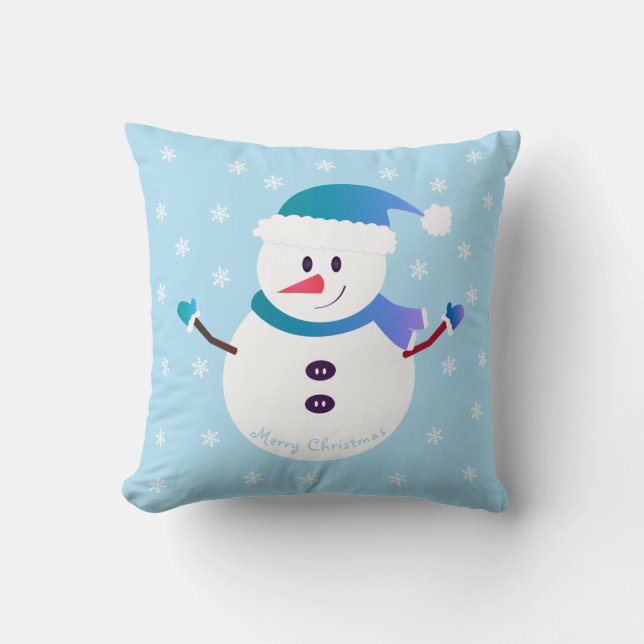 Almofada Feliz Natal Bonito Snowman Snowflakes (Frente)