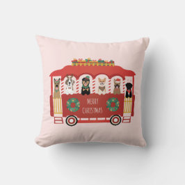 Almofada Feliz Natal Cães Feriado Trolly