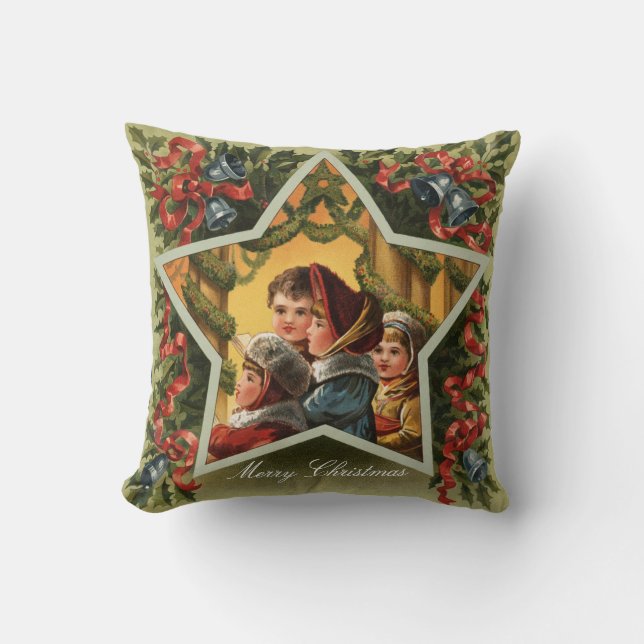Almofada Feliz Natal Carolers Vintage Holiday (Frente)