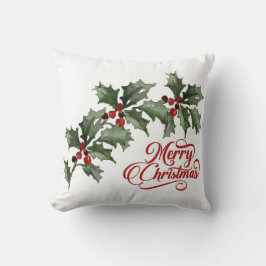 Almofada Feliz Natal com o Branch Verde com Berries