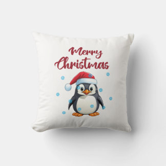 Almofada "Feliz Natal" Com Pinguim Bonito