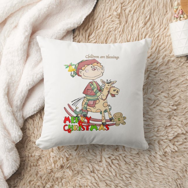 Almofada Feliz Natal Crianças Travesseiro de Bênçãos (Cobertor)