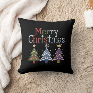 Almofada Feliz Natal Cruz Árvore de Natal Retro