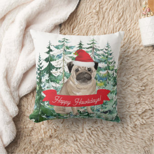 Almofada Feliz Natal de Cachorro Pug