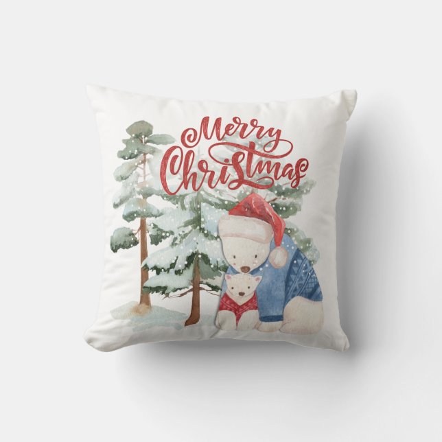 Almofada Feliz Natal Design de Férias Adoráveis (Frente)