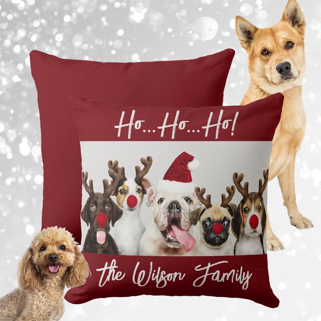 Almofada Feliz Natal do Lover do Cachorro (Cute Dog Lover's Christmas Throw Pillow)