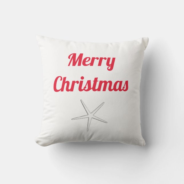 Almofada Feliz Natal Estrela do Mar Vermelha Presente Fofo (Frente)