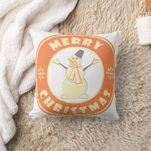 Almofada Feliz Natal Feliz Snowman famoso estilo de café