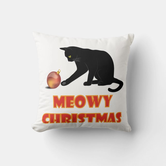 Almofada Feliz Natal Gato Engraçado (Frente)