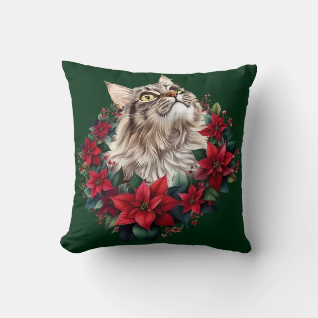 Almofada Feliz Natal Gato Maine Coon  (Frente)