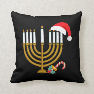 Almofada  Feliz Natal Hanukkah Papai Noel Menorah Judeu