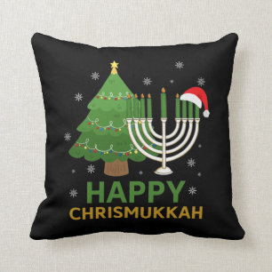 Almofada  Feliz Natal Hanukkah Papais noeis Árvore Judeu M