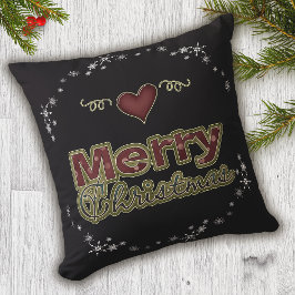 Almofada Feliz Natal Heart Snowflake Black