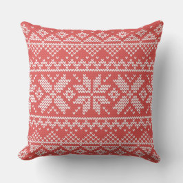 Almofada Feliz Natal Isle Snowflakes Branco e Vermelho