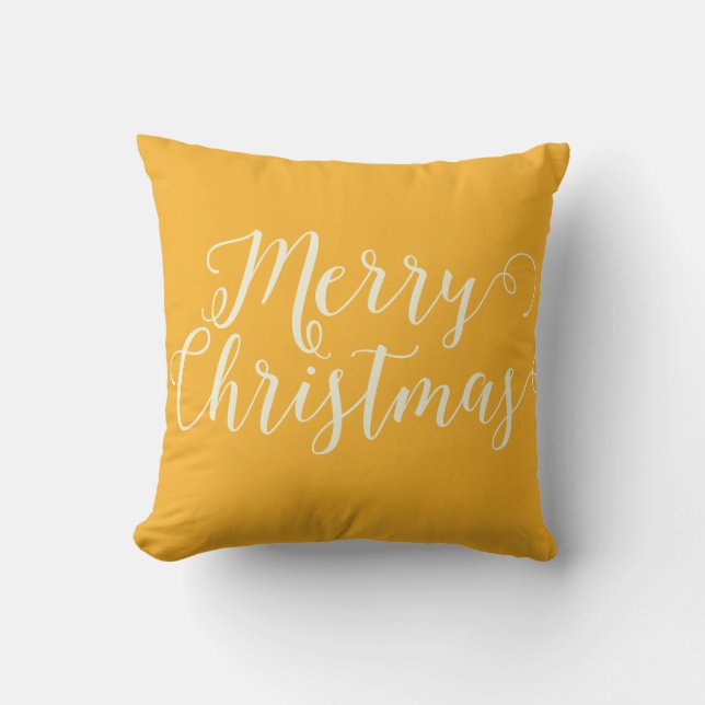 Almofada Feliz Natal Laranja Amarelo bege Natal (Frente)