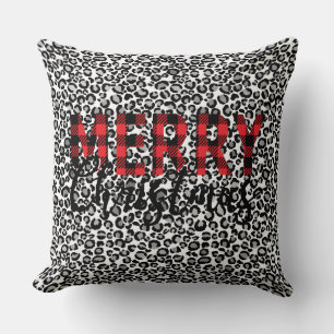 Almofada Feliz Natal Leopard Animal Print Travesseiro