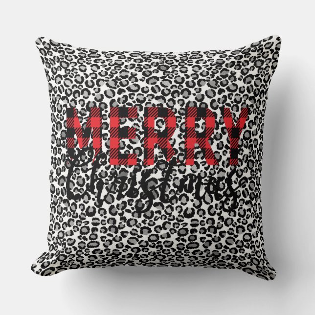 Almofada Feliz Natal Leopard Animal Print Travesseiro (Frente)