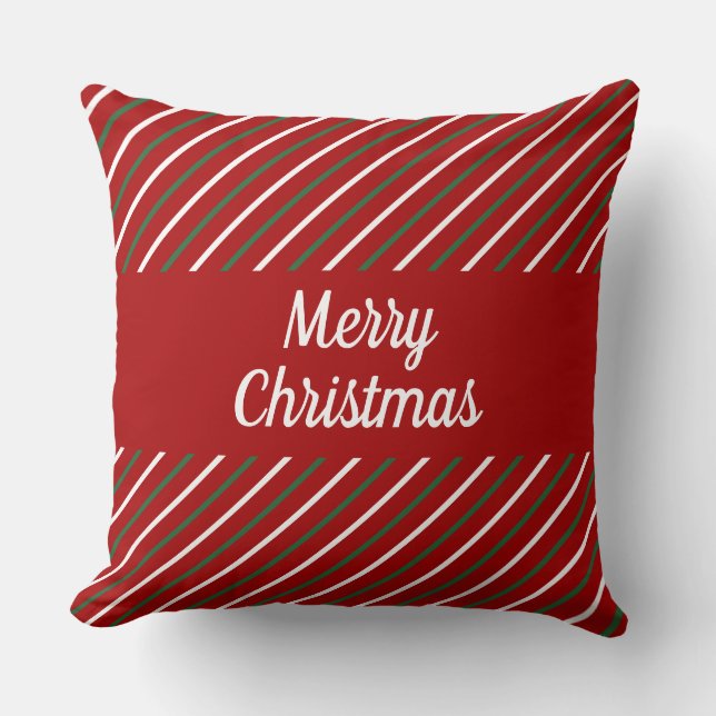 Almofada Feliz Natal Listrado Vermelho  (Frente)