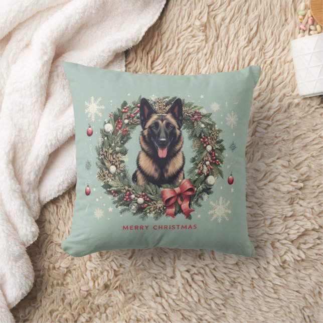 Almofada Feliz Natal Malinois Dog Xmas Belga (Cobertor)