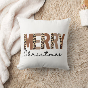 Almofada "Feliz Natal" Moderno Bloqueio de Cor Leopard Boho