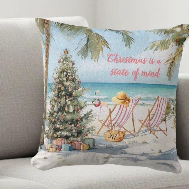 Almofada *Feliz Natal na Monograma da Praia  (Criador carregado)
