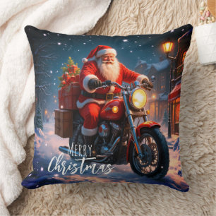 Almofada Feliz Natal Papai Noel de Moto 
