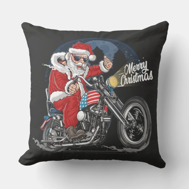 Almofada Feliz Natal Papais noeis Biker (Frente)