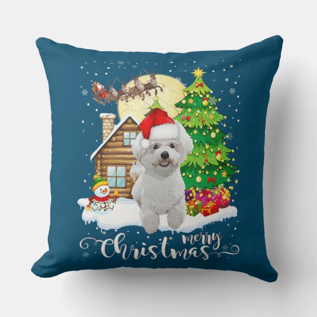Almofada Feliz Natal Papais noeis De Fome De Bichon Cute Co (Frente)