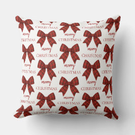 Almofada Feliz Natal Personalizado | Laço Xadrez Vermelho
