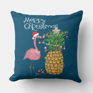 Almofada Feliz Natal Pink Flamingo Natal