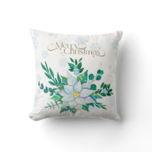 Feliz Natal Poinsettia Branca Flocos de Neve