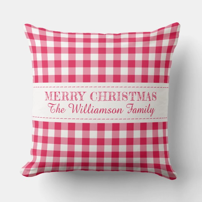 Almofada Feliz Natal Red Gingham Monographic Name (Frente)