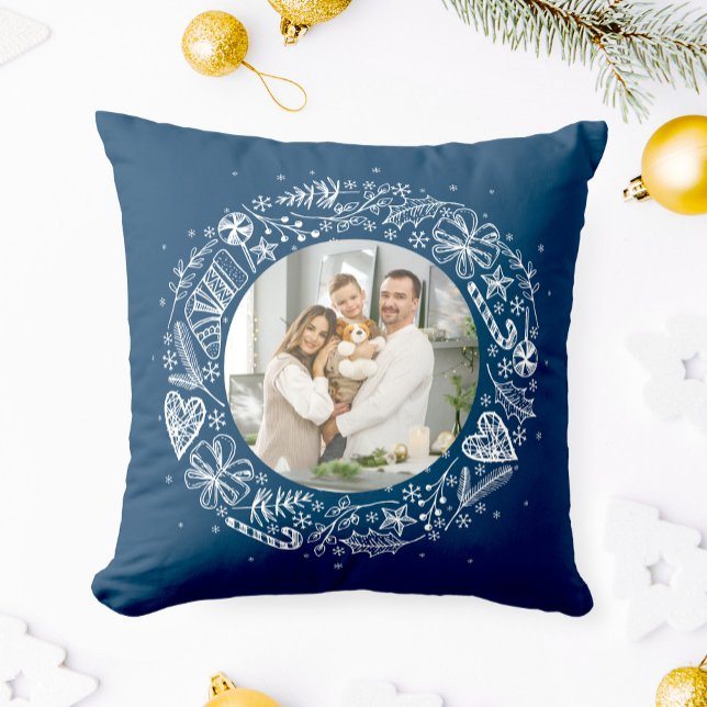 Almofada Feliz Natal Sua Foto Dourada Escuridão Escura (Criador carregado)