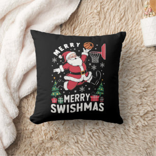 Almofada Feliz Natal Swishmas Papai Noel Jogando Basquete 