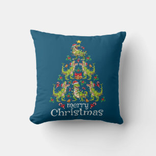 Almofada Feliz Natal T Rex Boys Crianças Árvore de Natal Re