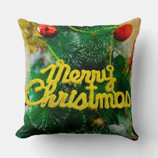 Almofada Feliz Natal Verde Árvore de Natal Brilhante Festa