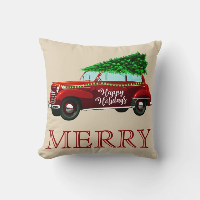 Almofada Feliz Natal, Vermelho e Branco (Frente)
