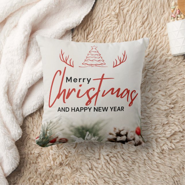 Almofada Feliz Natal Vermelho e Branco (Cobertor)