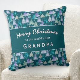 Almofada Feliz Natal Vovô Árvores Aquarela Personalizado