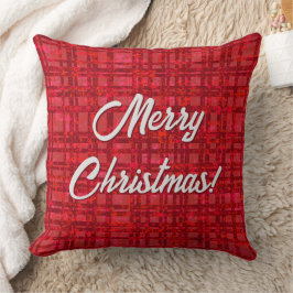 Almofada Feliz Natal Xadrez Vermelha