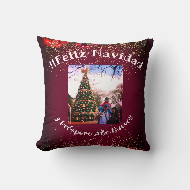 Almofada Feliz Navidad Modern Glitter Lettering no Natal (Frente)