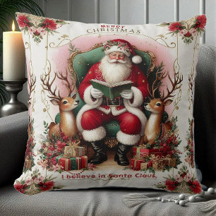 Almofada Feliz Papais noeis de Citação de Natal Lendo Reena