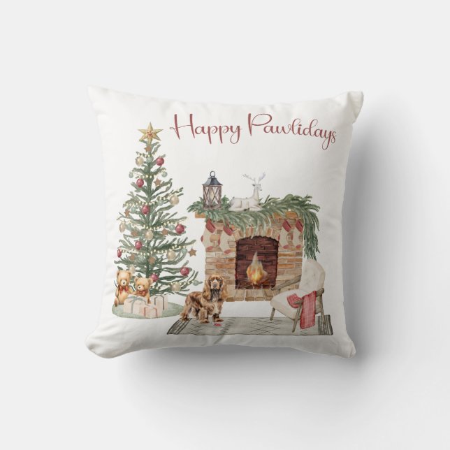Almofada Feliz Pawlidays Design de Cachorro - Cocker Spanie (Frente)