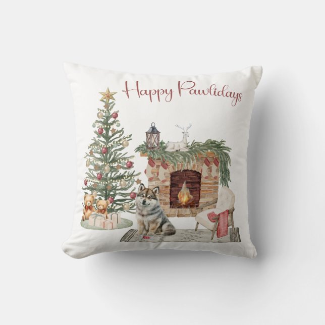 Almofada Feliz Pawlidays Design de Cachorro - Husky (Frente)