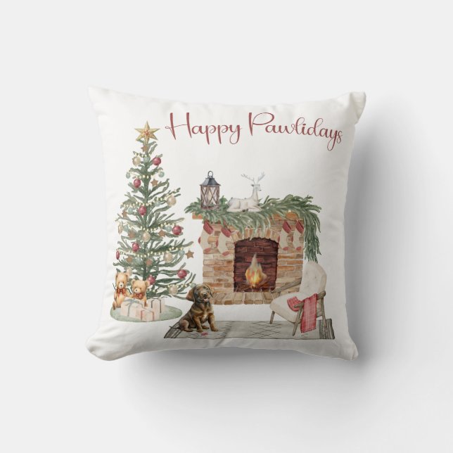 Almofada Feliz Pawlidays Design de Cachorro - Labrador Choc (Frente)