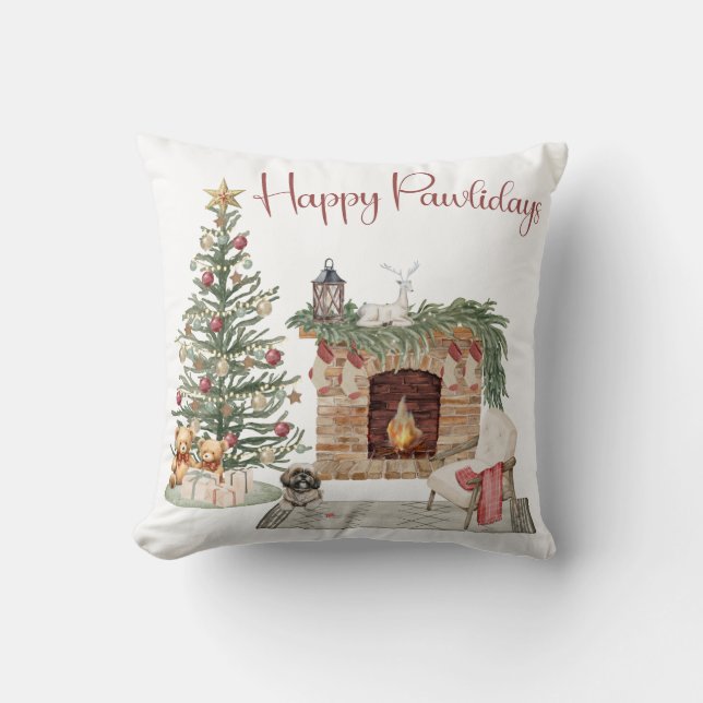 Almofada Feliz Pawlidays Design de Cachorro - Lhasa Apso (Frente)