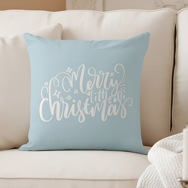 Almofada Feliz pequeno Natal em Travesseiro decorativo azul (merry christmas pillow)