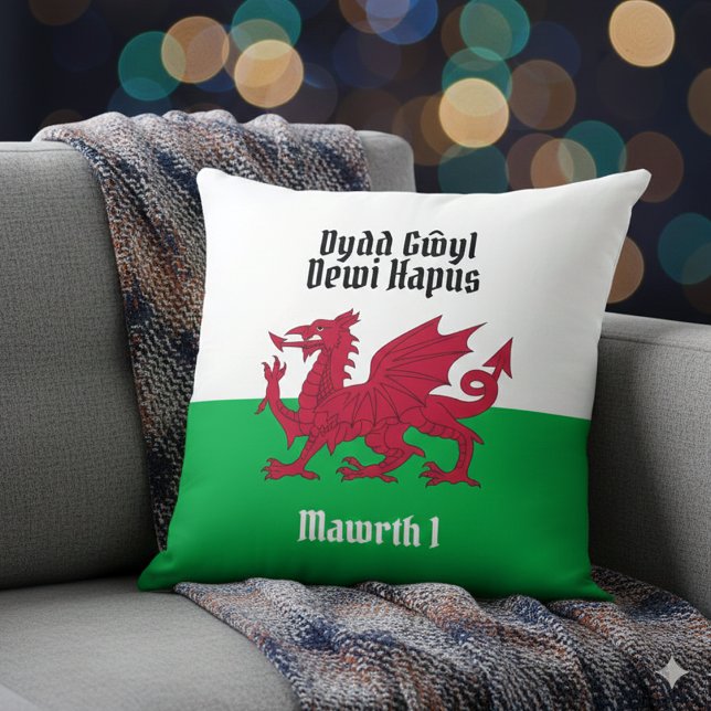 Almofada Feliz Rua, dia do David Dragão Vermelho Bandeira G (Happy St. David's Day Welsh Flag Throw Pillow Cover Photo)